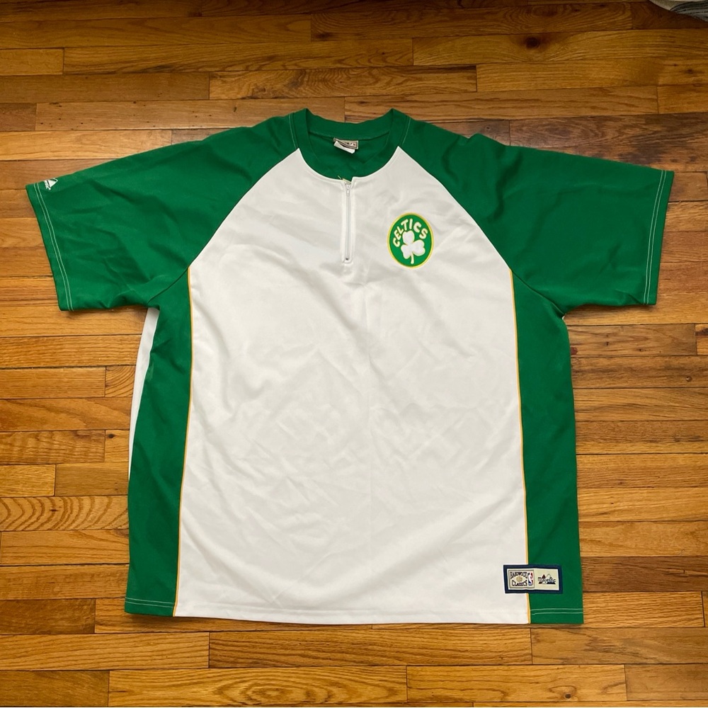 VTG NBA Hardwood Classics Boston Celtics Warm Up 1/4 Zip Jersey Size 4XL Used